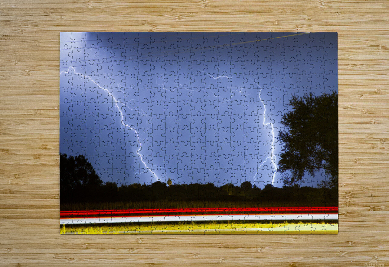 Lightning Storm Red White Blue Bo Insogna Puzzle printing