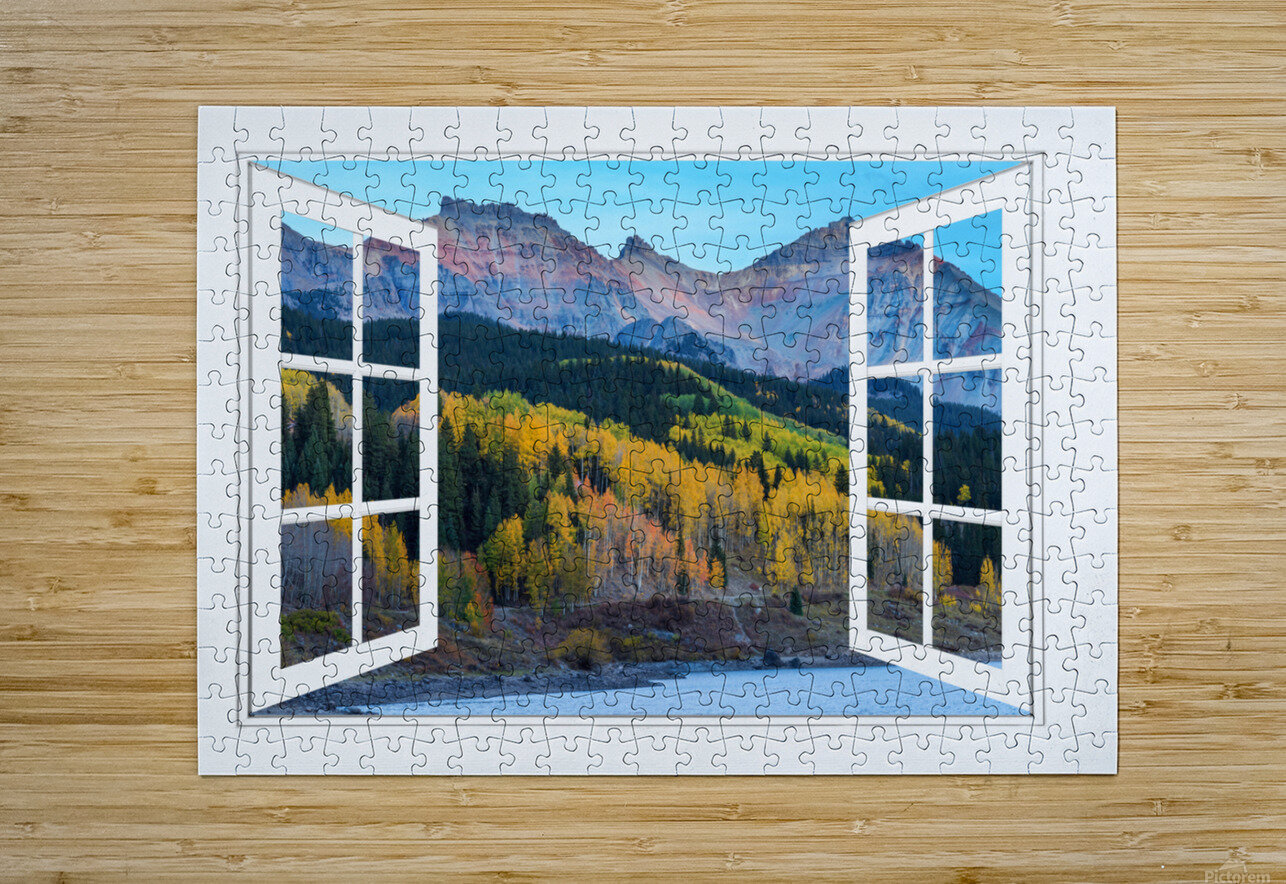 Trout Lake Autumn Rocky Mountain Open White Window  HD Metal print with Floating Frame on Back