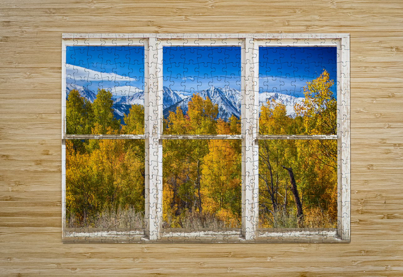 Independence Pass Autumn View White Window  HD Metal print with Floating Frame on Back