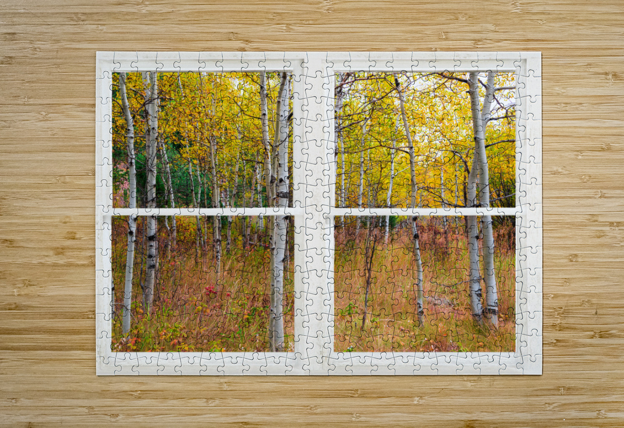 Happy Forest  Autumn Season Rustic Window View Bo Insogna Puzzle printing