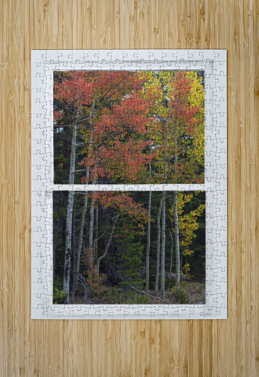 Aspen Forest Red Rustic Window View Bo Insogna Puzzle printing