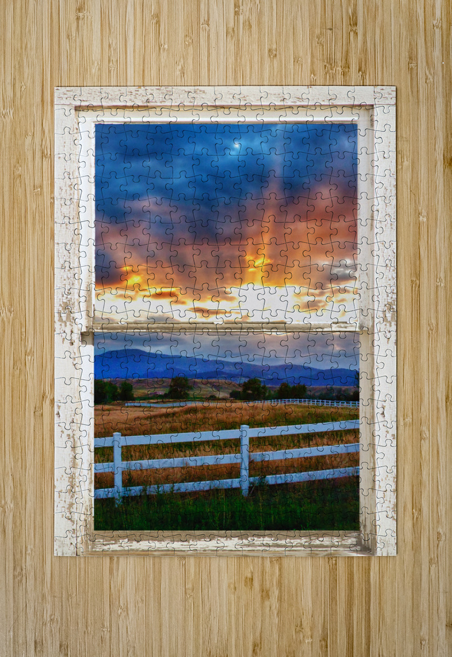 Country Beams sunlight White Barn Window  HD Metal print with Floating Frame on Back