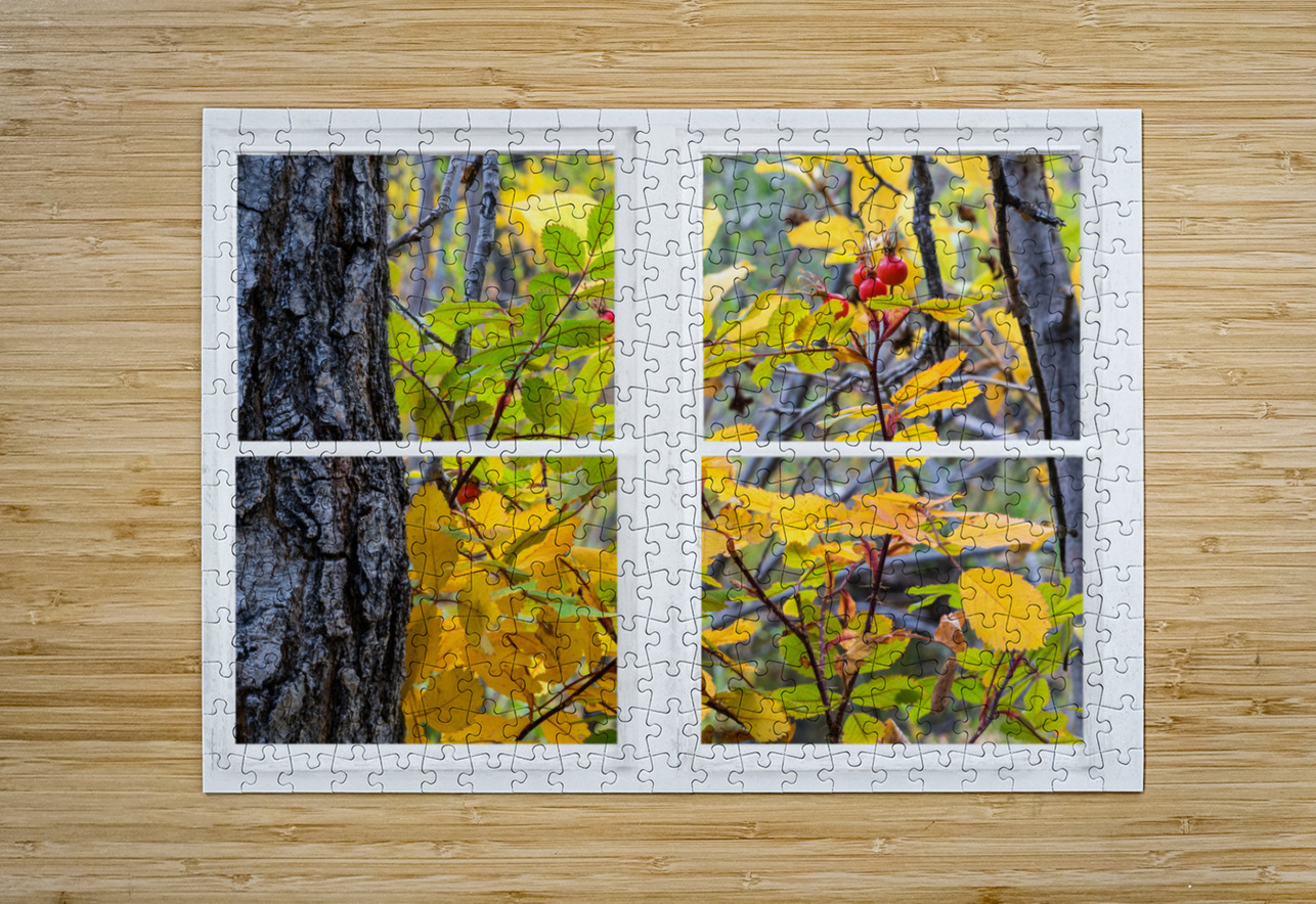 Wild Red Berries Forest Whitewash Picture Window Bo Insogna Puzzle printing