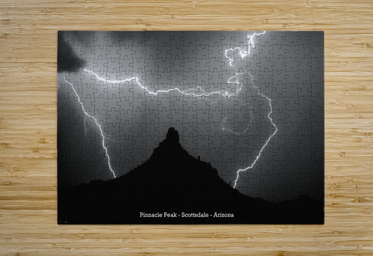 Pinnacle Peak Surrounded by Lightning Bolts Limited Edition  HD Metal print with Floating Frame on Back