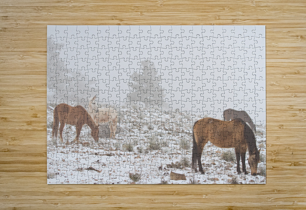 Horses Winter Snow Fog Bo Insogna Puzzle printing