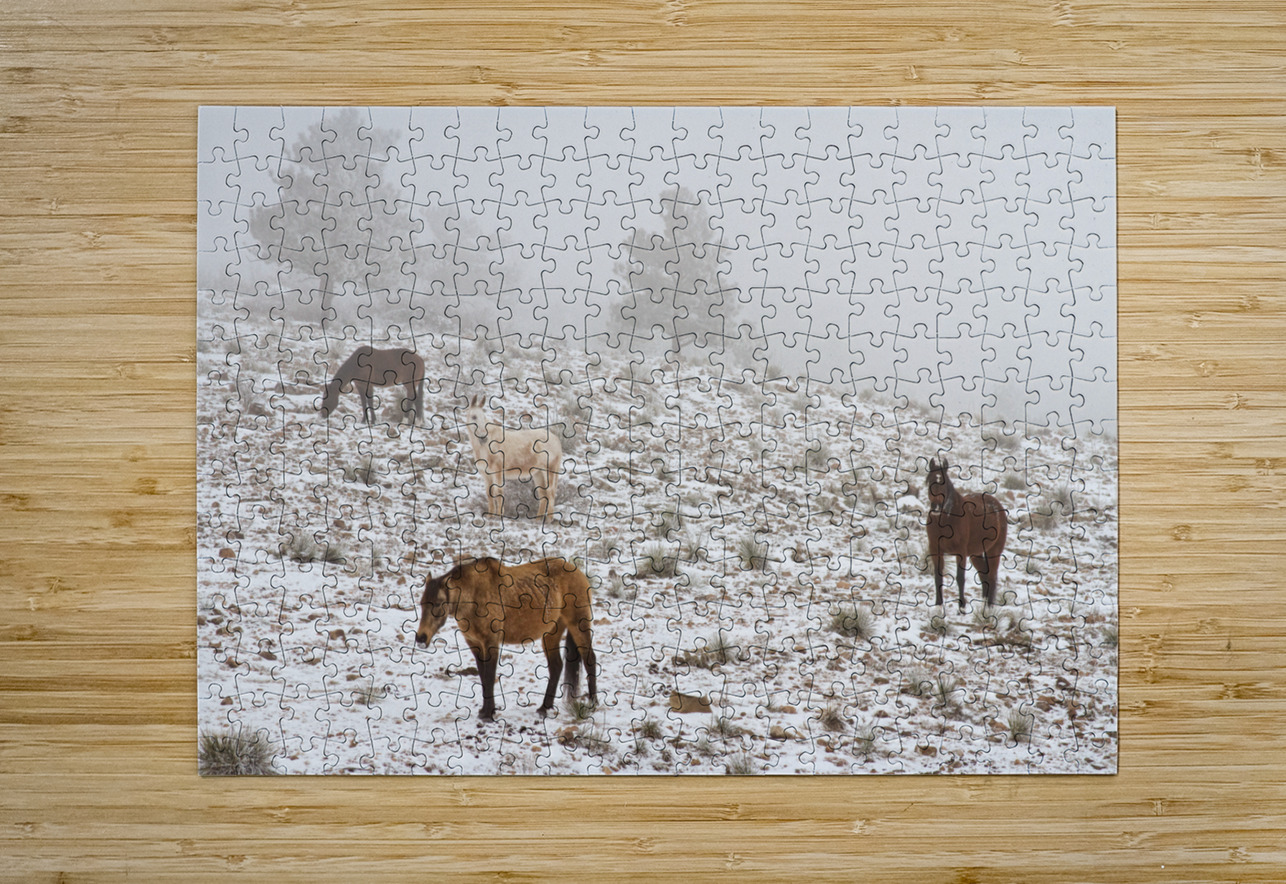 Rocky Mountain Horses Snow Fog Bo Insogna Puzzle printing