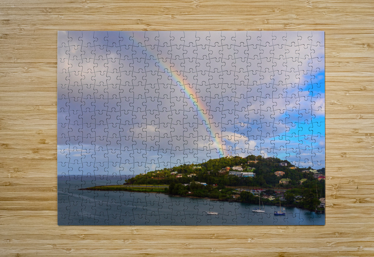 Rainbow Descending Near the Vigie Lighthouse in St Lucia Bo Insogna Puzzle printing