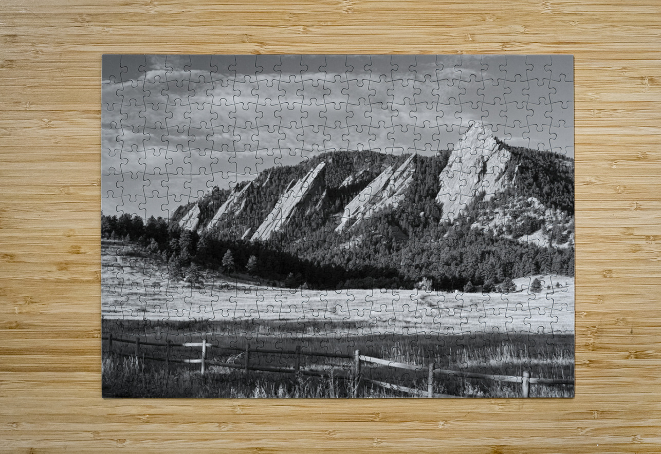 Flatirons from Chautauqua Park BW Bo Insogna Puzzle printing