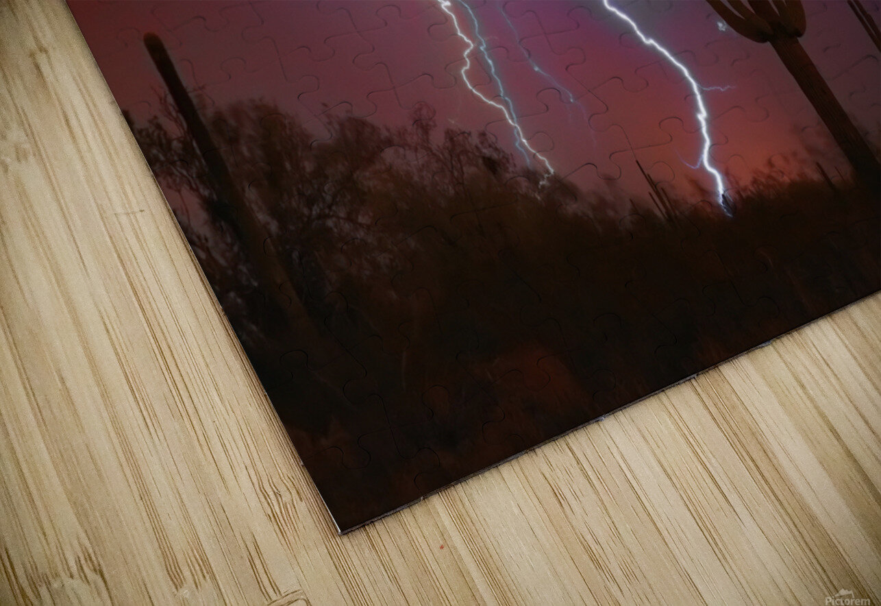 Saguaro Lightning Storm HD Sublimation Metal print