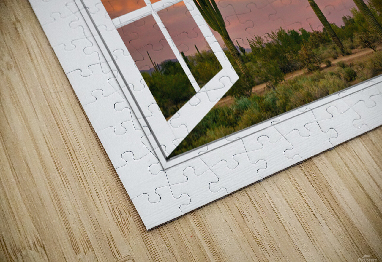Arizona Saguaro Colorful Sky White Open Window Bo Insogna Puzzle