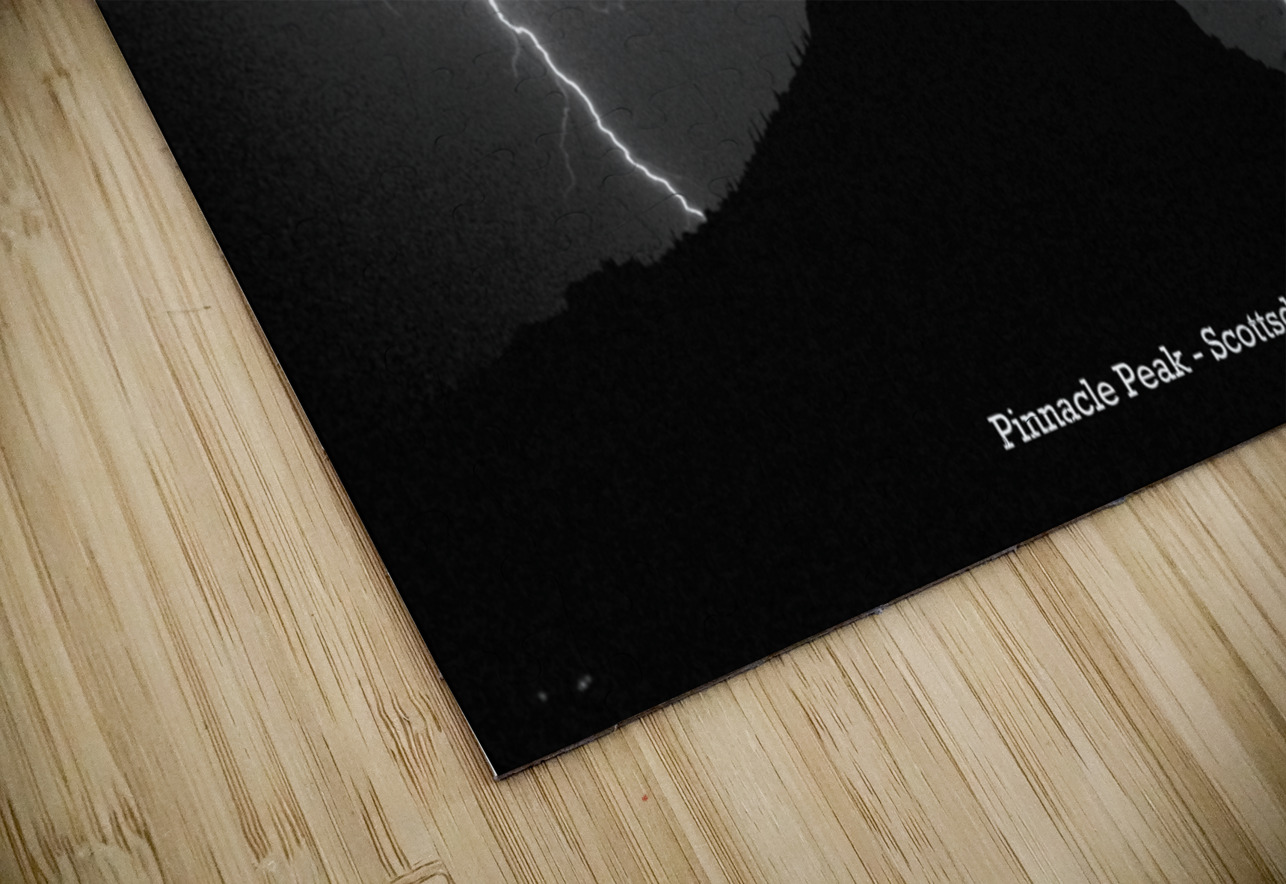 Pinnacle Peak Surrounded by Lightning Bolts Limited Edition HD Sublimation Metal print