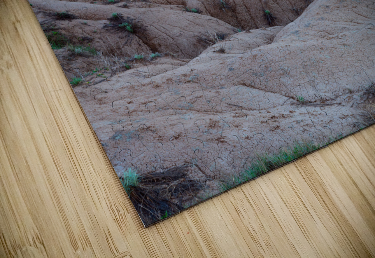 Contrasting Textures - Cracked Badlands and Colorful Grasslands Bo Insogna Puzzle