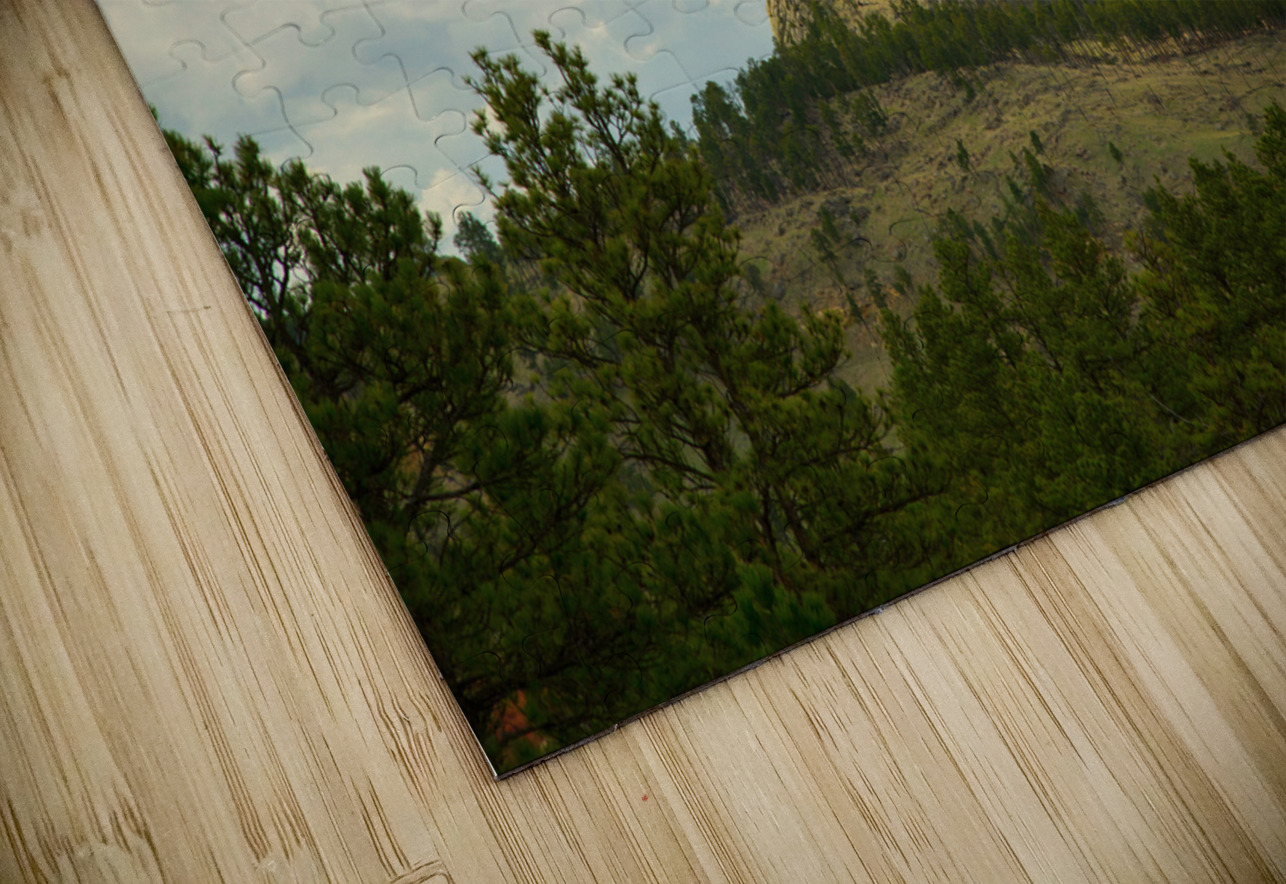 Majestic Devils Tower in Wyoming Amidst Pine Forest Bo Insogna Puzzle