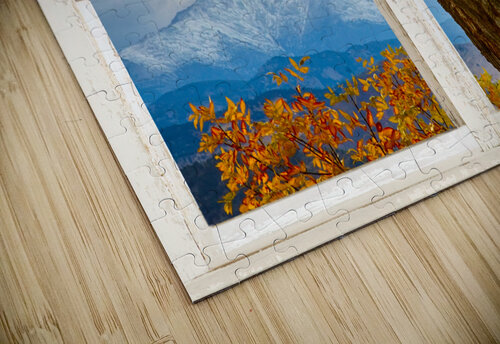 Rocky Mountain Autumn Season Rustic Window jigsaw puzzle
