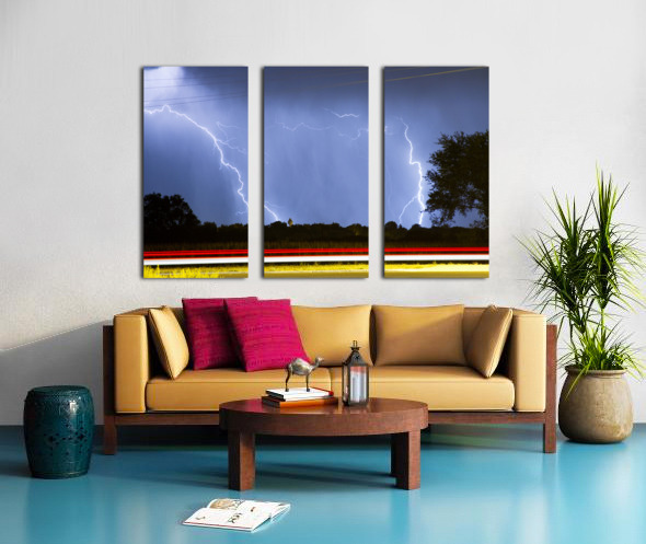 Lightning Storm Red White Blue Split Canvas print