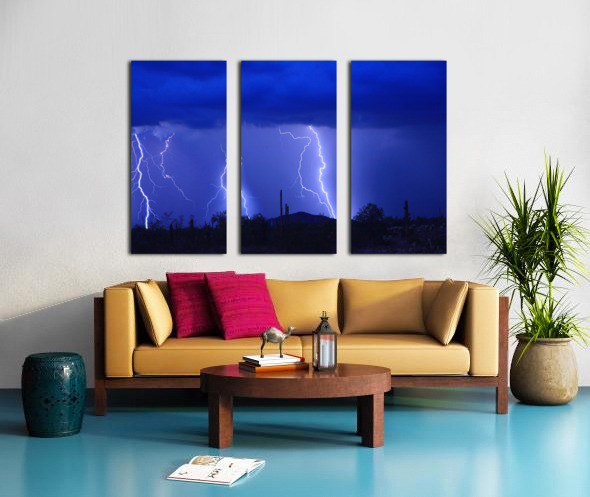 Lightning Storm in the Desert Split Canvas print