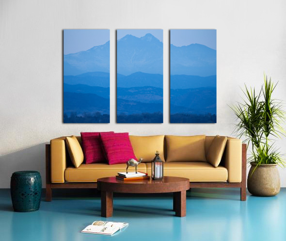 Rocky Mountains Twin Peaks Blue Haze Layers Split Canvas print
