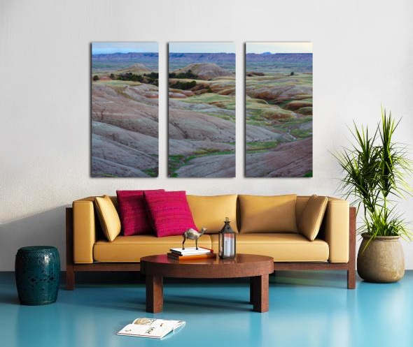 South Dakota Badlands and Colorful Morning Grasslands Split Canvas print