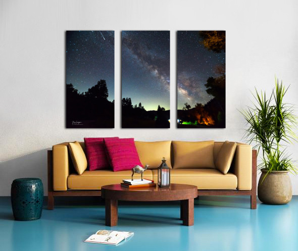 Milky Way and Perseid Meteor Over Colorado Rockies Poudre Canyon Split Canvas print