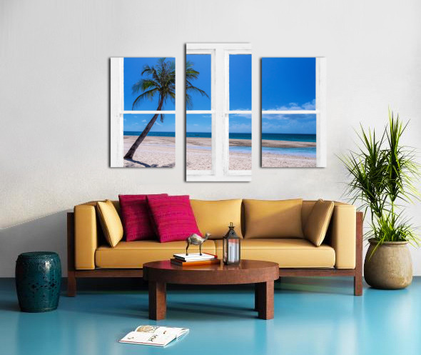 Tropical Paradise Whitewash Window View Canvas print
