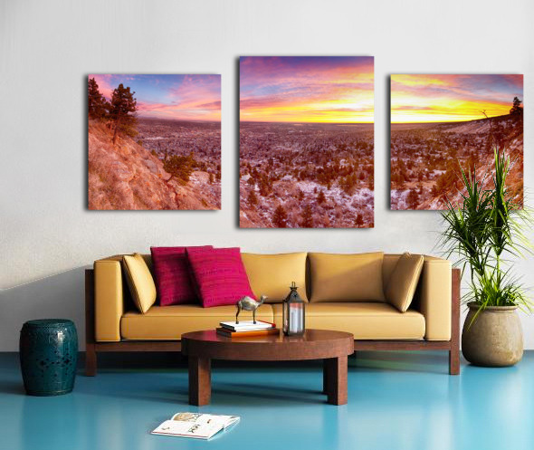 Boulder Colorado Colorful Sunrise Wide Pano Canvas print