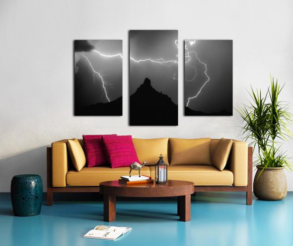 Pinnacle Peak Surrounded by Lightning Bolts Canvas print