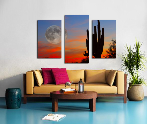 Full Moon Big Saguaro Sunset Canvas print