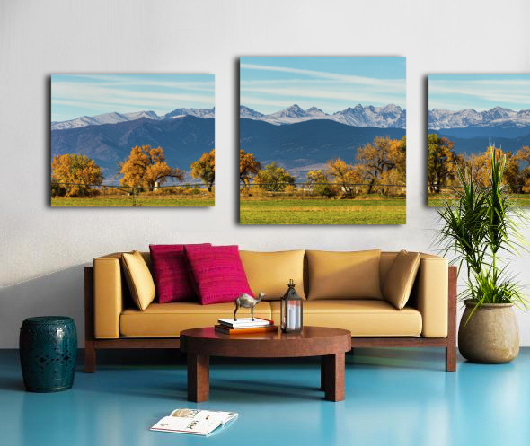 Rocky Mountain Autumn Farming Panorama Impression sur toile