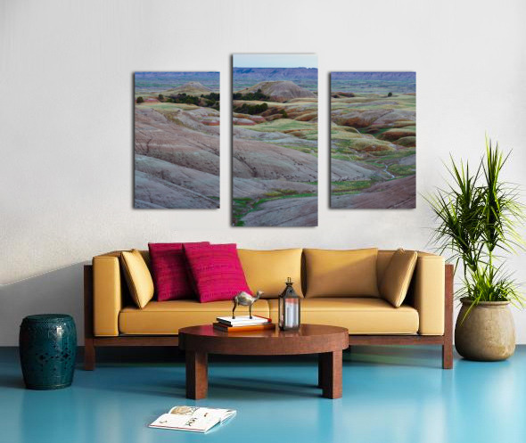 South Dakota Badlands and Colorful Morning Grasslands Canvas print