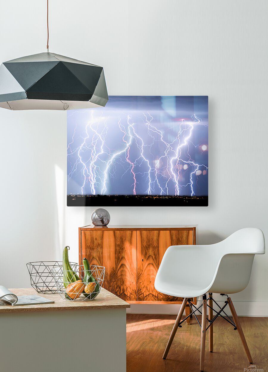 Electric Skies c  HD Metal print with Floating Frame on Back