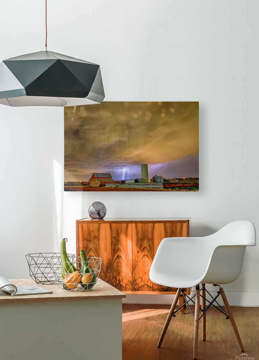 Thunderstorm Hunkering Down On Farm  HD Metal print with Floating Frame on Back