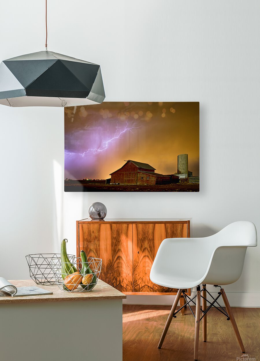 Watching Storm Farm  HD Metal print with Floating Frame on Back