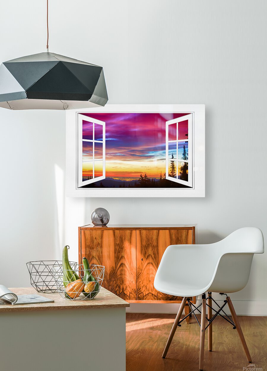 Early Morning Mountain Open White Picture Win  HD Metal print with Floating Frame on Back