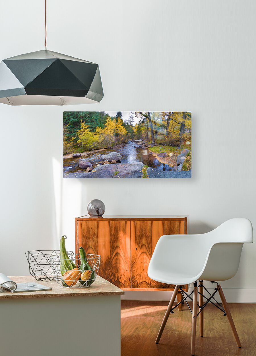 Colorado Autumn Creek Happy Place Panoramic  HD Metal print with Floating Frame on Back