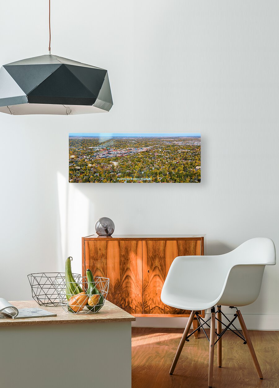Downtown Boulder Colorado Autumn Season Panoramic Poster  HD Metal print with Floating Frame on Back