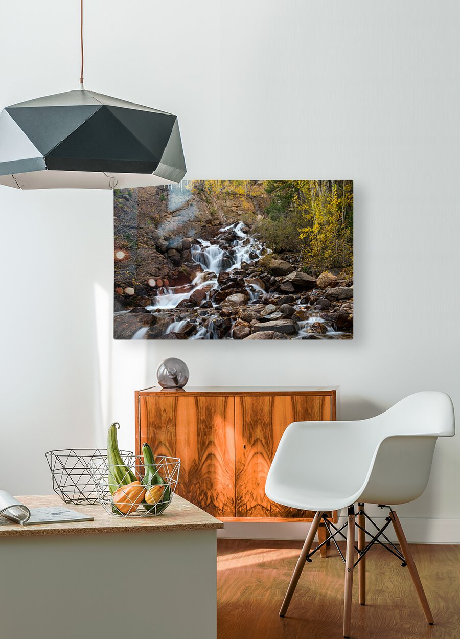 Autumn Guanella Pass Waterfall  HD Metal print with Floating Frame on Back