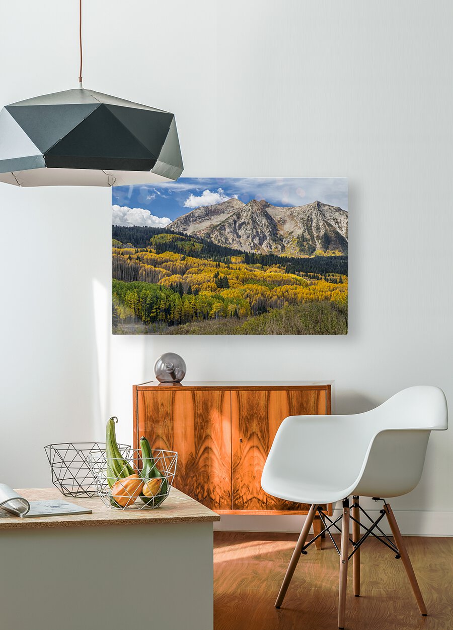 Rocky Mountain Autumn Season Colors  Impression métal HD avec cadre flottant sur le dos