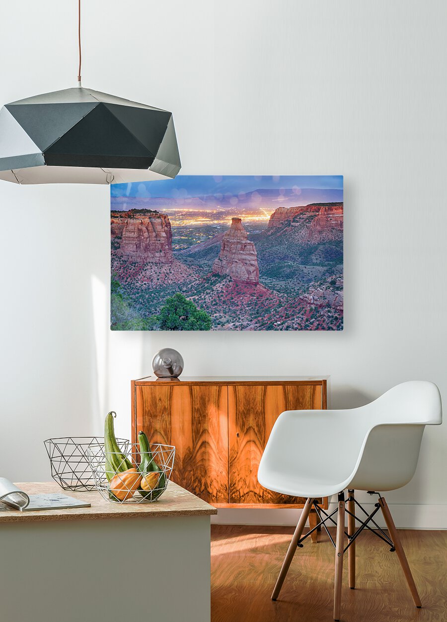 Colorado National  Monument City Lights  HD Metal print with Floating Frame on Back
