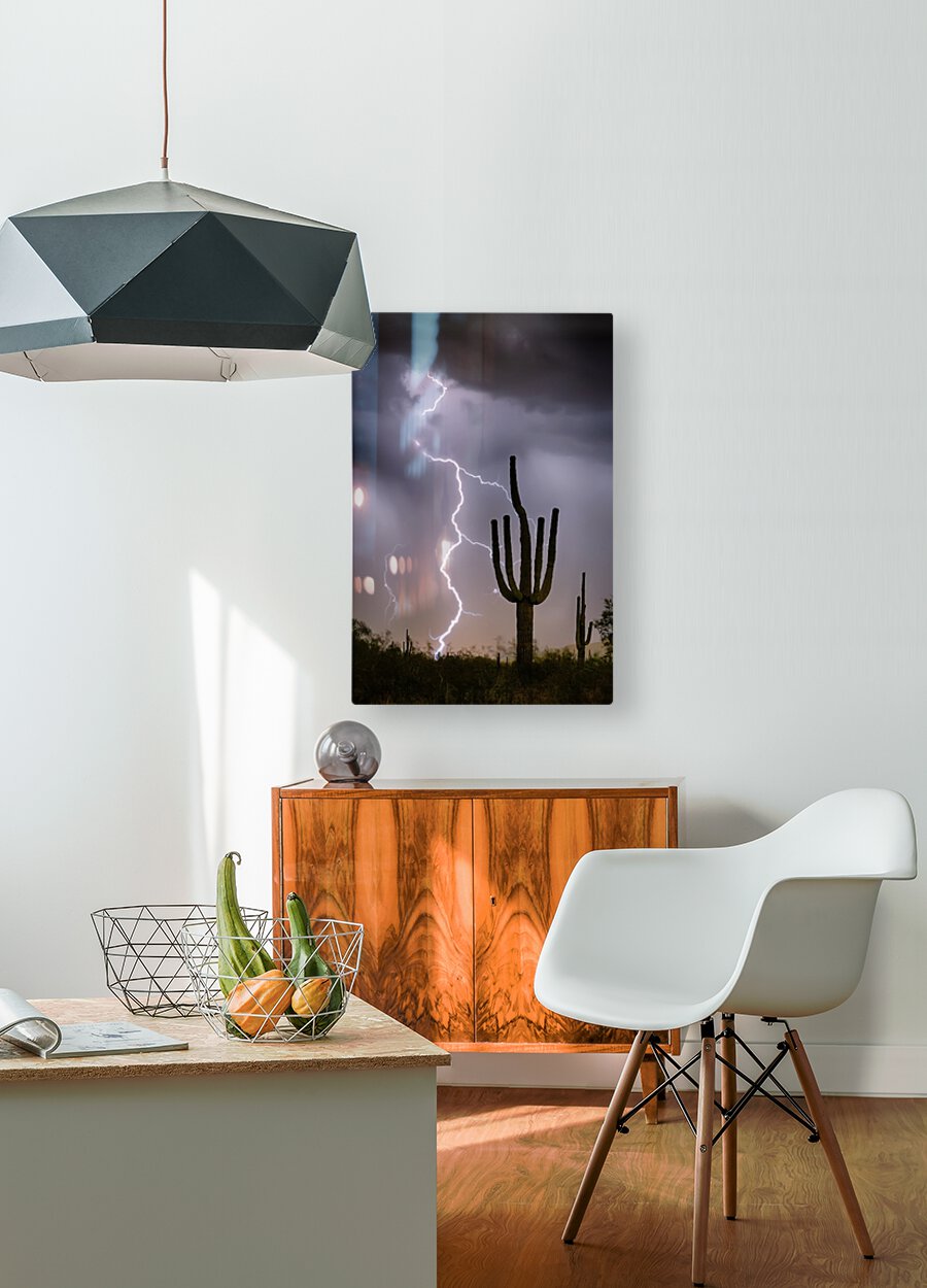 Sonoran Desert Monsoon Storming  HD Metal print with Floating Frame on Back