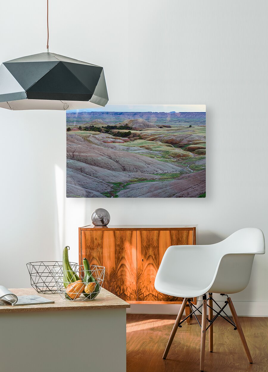 South Dakota Badlands and Colorful Morning Grasslands  HD Metal print with Floating Frame on Back