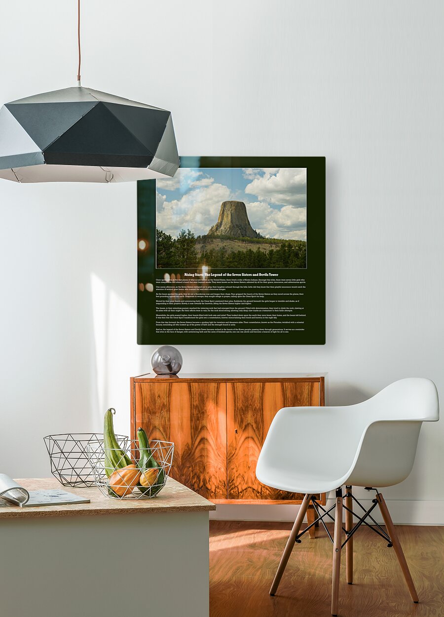Rising Stars: The Legend of the Seven Sisters and Devils Tower  HD Metal print with Floating Frame on Back