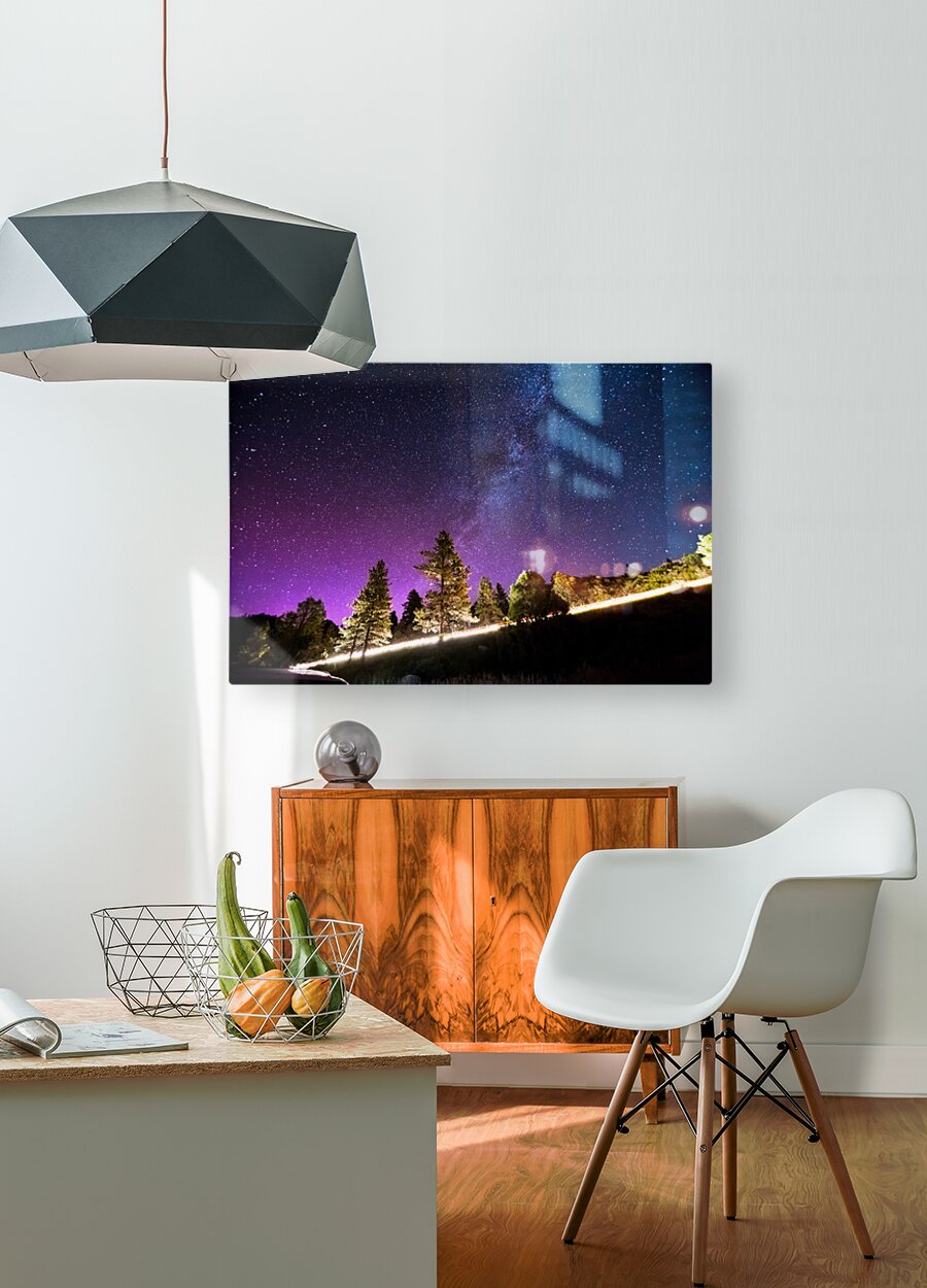 Starry Night Sky Astrophotography Colorado Rocky Mountains  HD Metal print with Floating Frame on Back