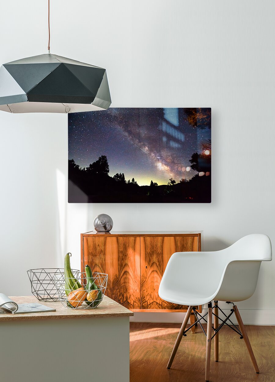 Milky Way and Perseid Meteor Shower in Colorados Poudre Canyon  HD Metal print with Floating Frame on Back