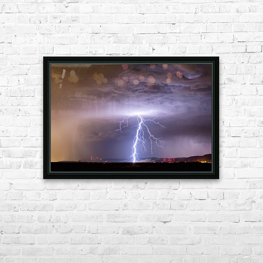 Lightning Strikes Following Rain HD sublimation métal imprimé avec décoration flotteur cadre (boîte)