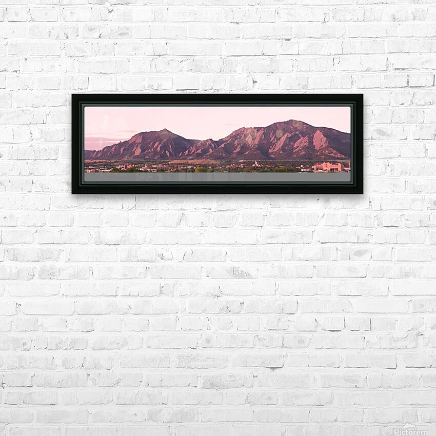 Flatiron First Light Panorama Boulder CO HD Sublimation Metal print with Decorating Float Frame (BOX)