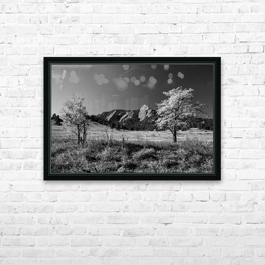 Boulder Colorado Flatirons Black White HD Sublimation Metal print with Decorating Float Frame (BOX)
