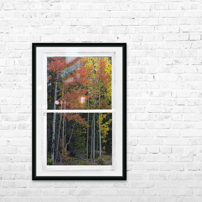 Aspen Forest Red Rustic Window View HD Sublimation Metal print with Decorating Float Frame (BOX)