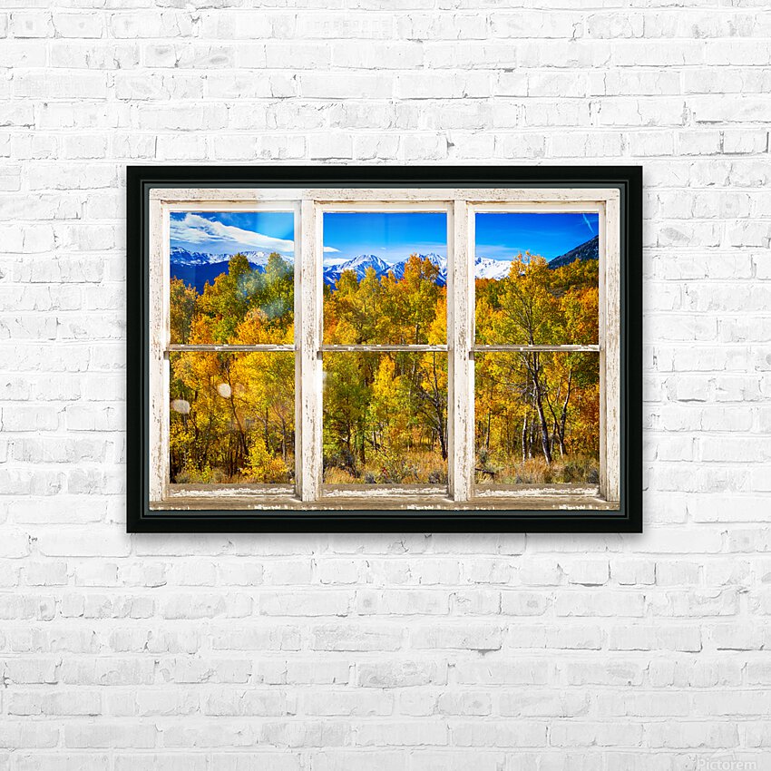 Independence Pass Autumn Colors White Barn Window HD sublimation métal imprimé avec décoration flotteur cadre (boîte)