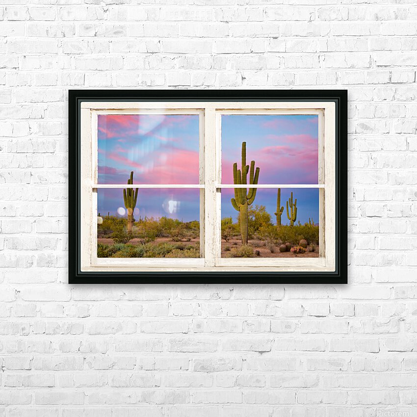 Colorful Southwest Desert Window View HD Sublimation Metal print with Decorating Float Frame (BOX)