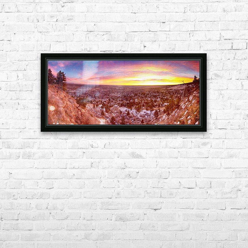 Boulder Colorado Colorful Sunrise Wide Pano HD Sublimation Metal print with Decorating Float Frame (BOX)